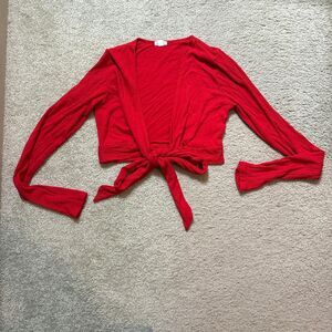 Garage Women's Red long sleeve wrap top - small